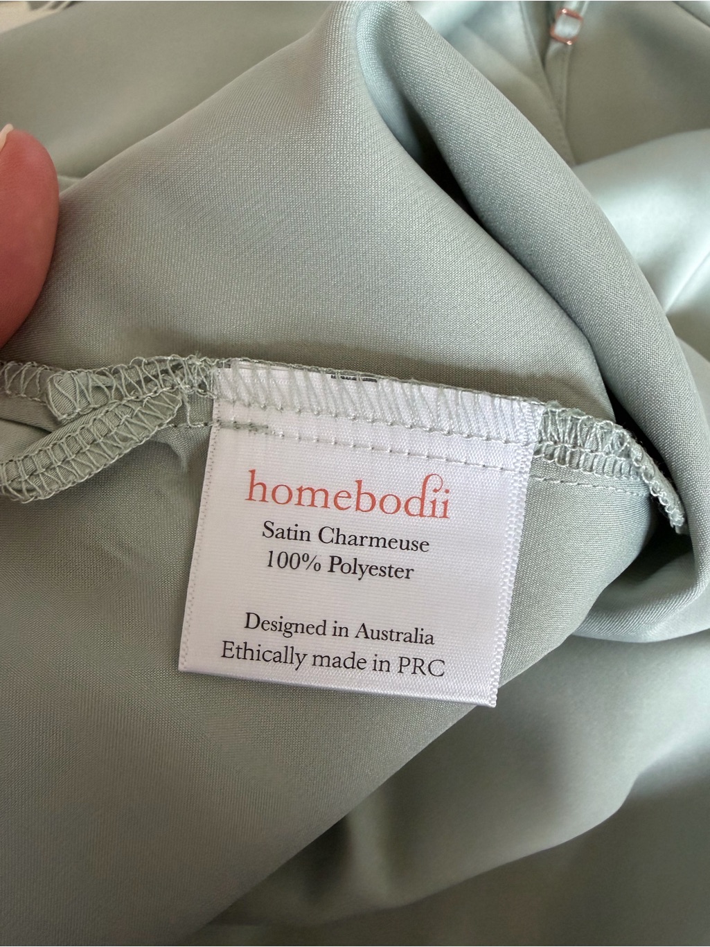 Homebodii Jasmine Slip Sage Size Small Luxury Minimalist Satin — image 5 of 6